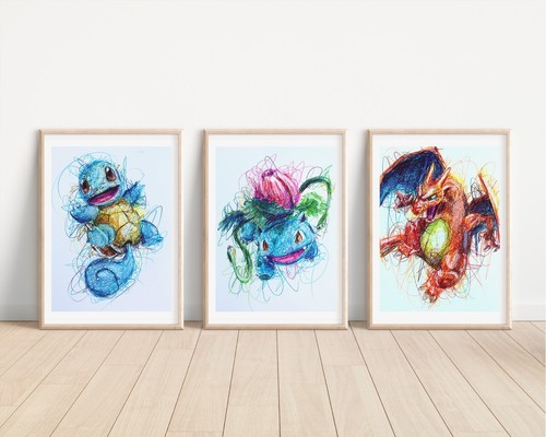 Pokemon starters set stampa - pokemon,
